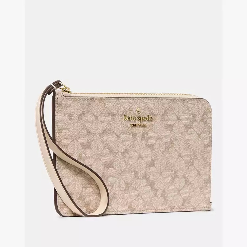 Kate Spade-  Lucy Spade Flower Medium L-Zip Wristlet